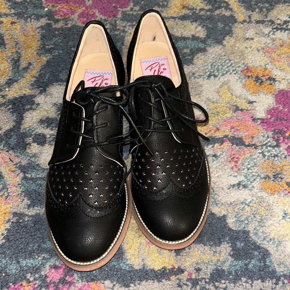 New HEPBURN-26 FAUX LEATHER RETRO WINGTIP HEEL OXFORD SHOES - Picture 3 of 12